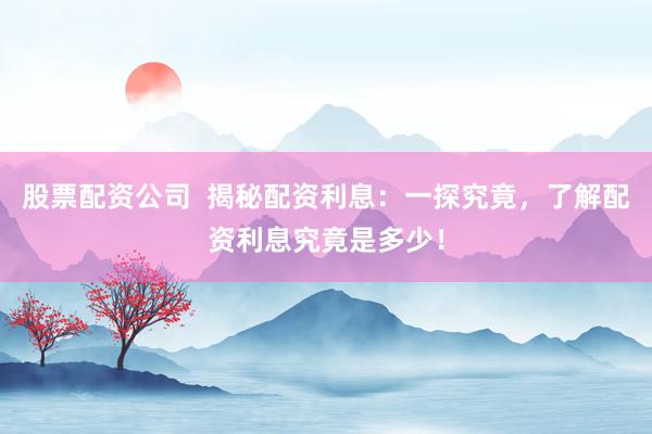 股票配资公司  揭秘配资利息：一探究竟，了解配资利息究竟是多少！