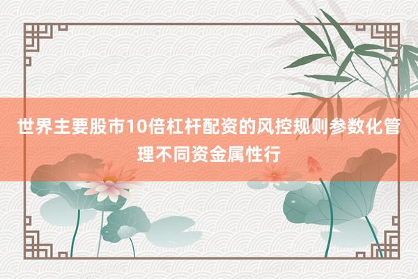 世界主要股市10倍杠杆配资的风控规则参数化管理不同资金属性行