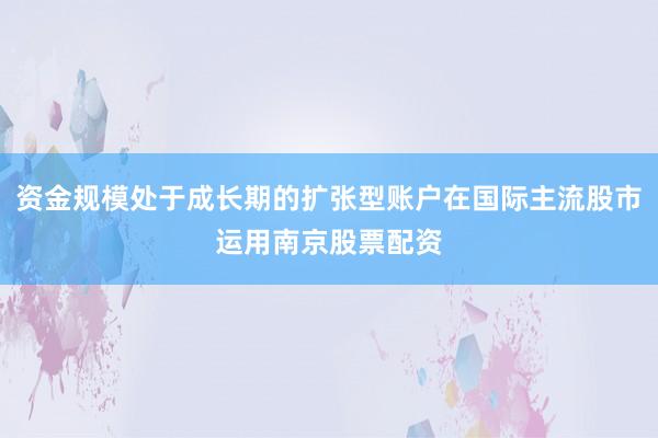 资金规模处于成长期的扩张型账户在国际主流股市运用南京股票配资