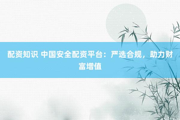 配资知识 中国安全配资平台：严选合规，助力财富增值