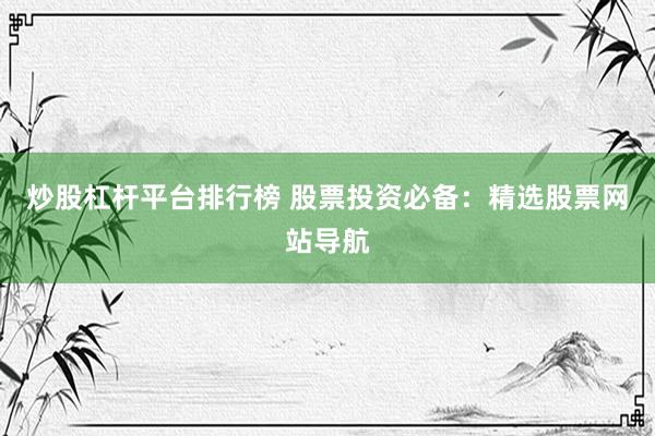 炒股杠杆平台排行榜 股票投资必备：精选股票网站导航
