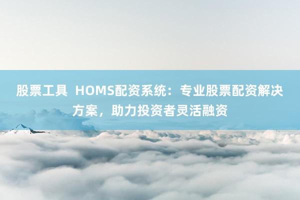 股票工具  HOMS配资系统：专业股票配资解决方案，助力投资者灵活融资